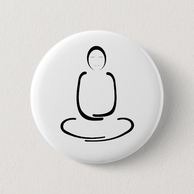 Meditation Man Black Pinback Button (Front)