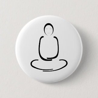 Meditation Man Black Pinback Button