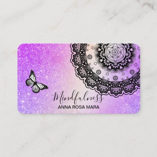 Meditation Mandala Reiki Butterfly Yoga Business Card