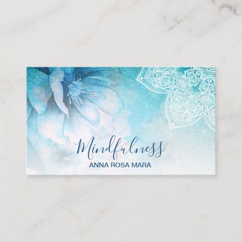  Meditation Mandala Reiki  Yoga Floral Glitter Business Card