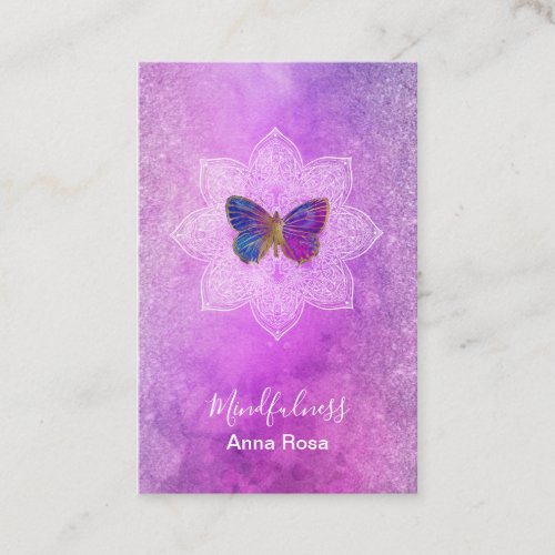  Meditation Mindfulness Mandala Butterfly Reiki Business Card