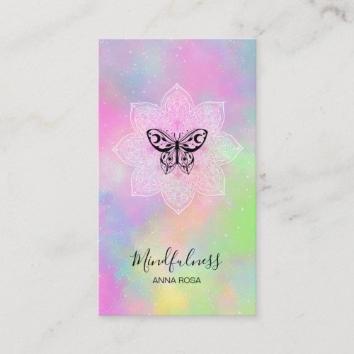  Meditation Mindfulness Mandala Butterfly Yoga Business Card