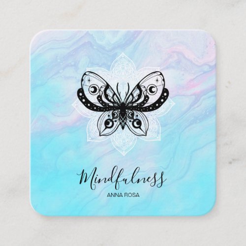 *~* Meditation Mindfulness Moth Yoga Butterfly  Square Business Card