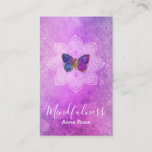  Meditation Mindfulness Yoga Mandala Butterfly Business Card