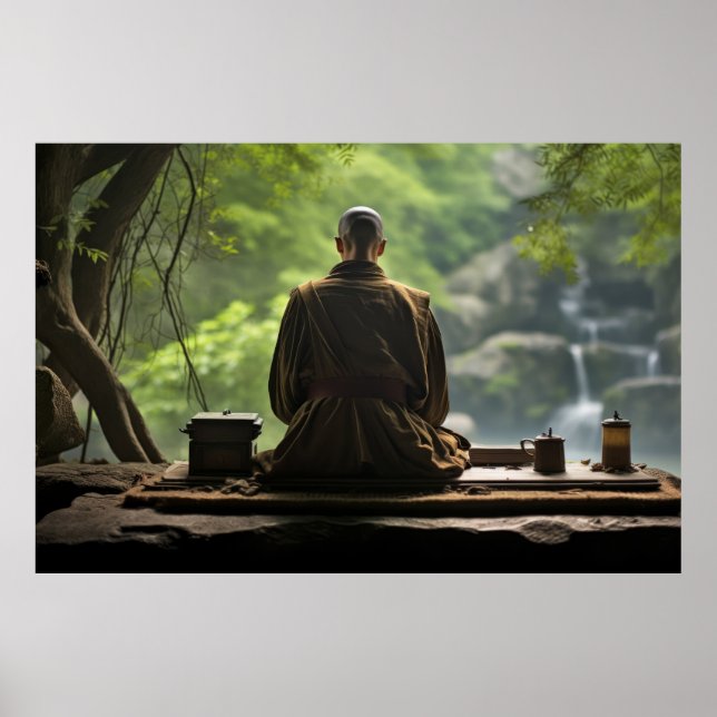 Meditation Monk Tranquil Peaceful Nature Poster (Front)