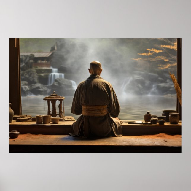 Meditation Monk Tranquil Peaceful Nature Poster (Front)