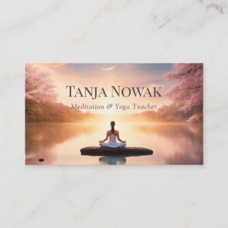 Meditation pastel lake and moon business card