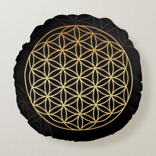 Meditation pillow Flower of life gold (Front)
