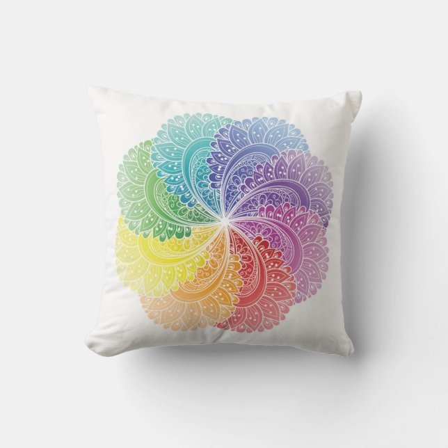 Meditation pillow Mandala Chakra colors (Front)