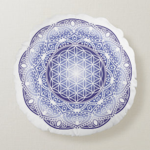Meditation pillow Mandala Purple shiny