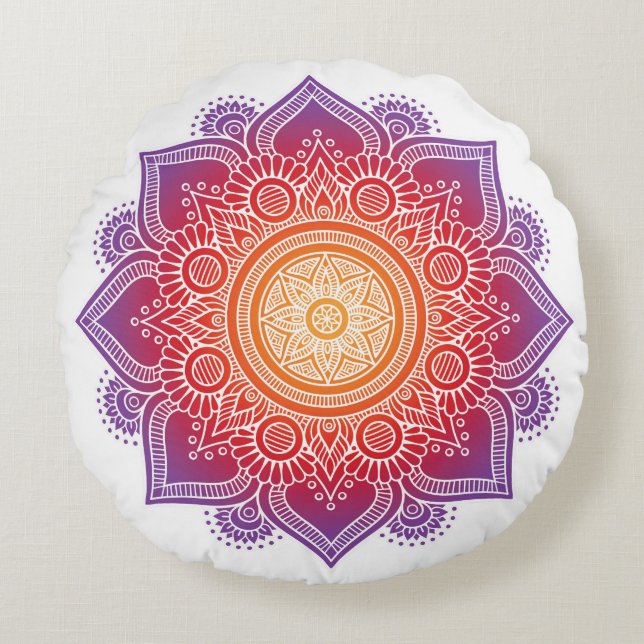 Meditation pillow warm color mandala (Front)