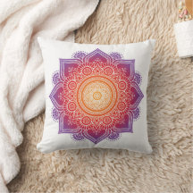Meditation pillow warm color mandala