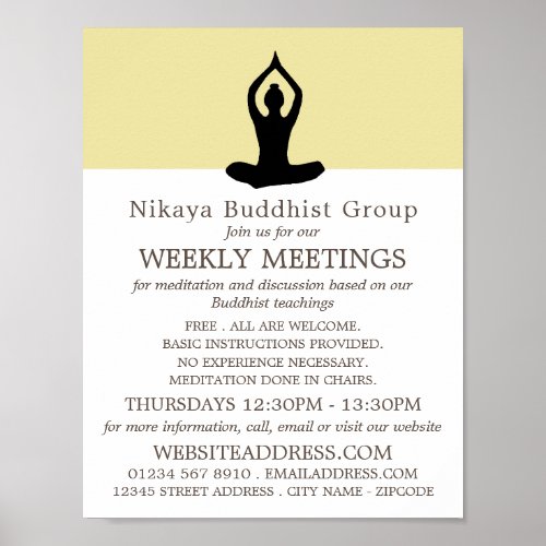 Meditation Pose Buddhist Group Advertising Poster
