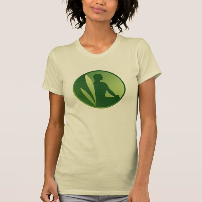 Meditation Pose Green Soft Gradient T-Shirt (Front)