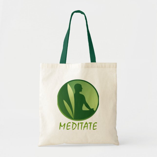 Meditation Pose Green Soft Gradient Tote Bag (Front)