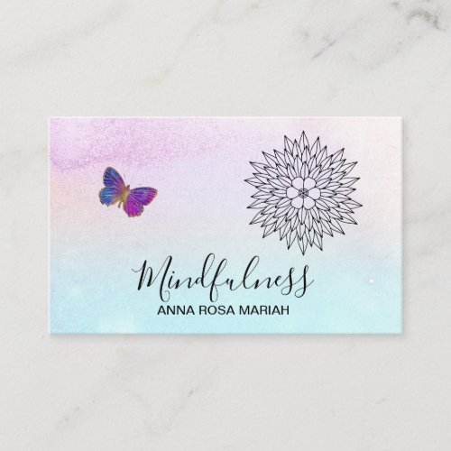  Meditation Reik Yoga Butterfly Floral Mandala Business Card