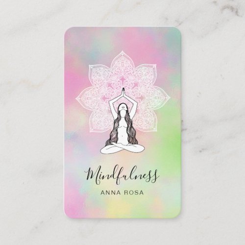  Meditation Reiki Logo Photo QR Mandala Goddess Business Card