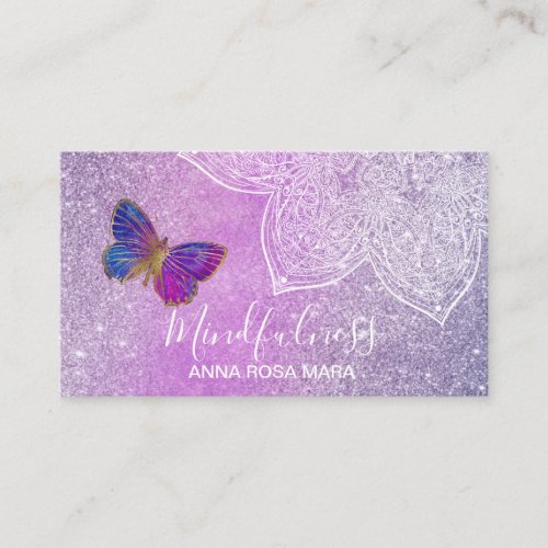  Meditation Reiki  Yoga Mandala Butterfly Business Card