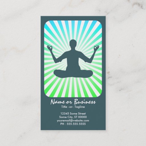 Customizable meditation : retro rays business card