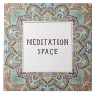 Meditation Room Space Name Plaque Sign Mandala Ceramic Tile