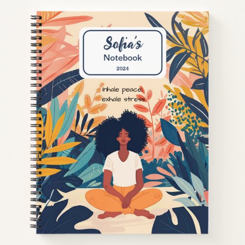 Meditation self care girly notebook