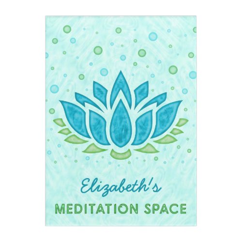 Meditation Space Blue Lotus Flower Zen  Name Acrylic Print