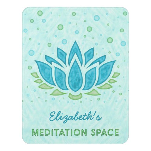 Meditation Space Blue Lotus Flower Zen  Name Door Sign