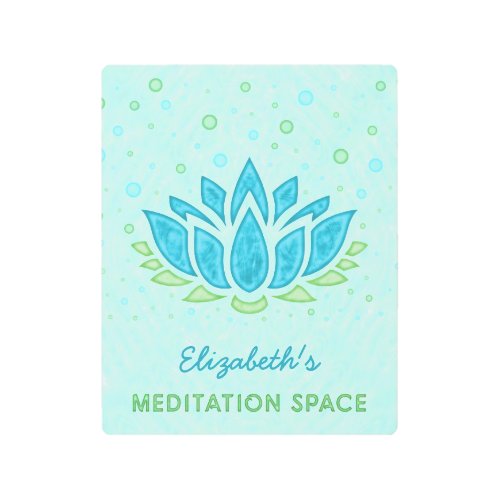 Meditation Space Blue Lotus Flower Zen  Name Metal Print