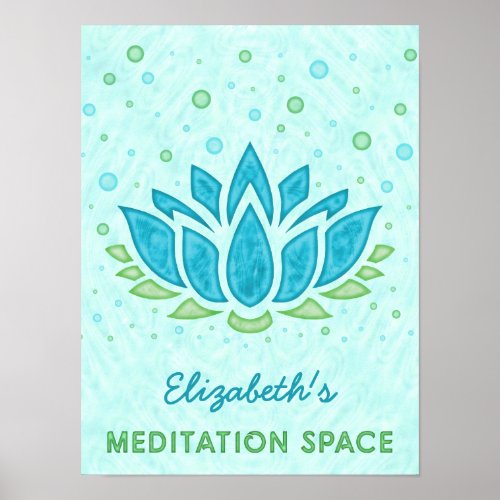 Meditation Space Blue Lotus Flower Zen  Name Poster