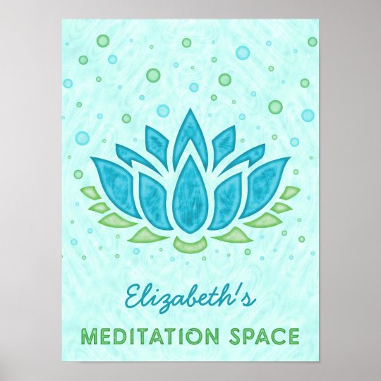 Meditation Space Blue Lotus Flower Zen Name Poster