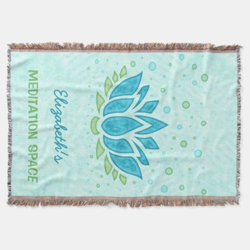 Meditation Space Blue Lotus Flower Zen  Name Throw Blanket