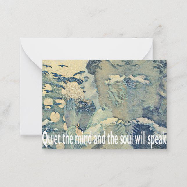 Meditation Spiritual Prayer Woman Blue Note Card (Front)