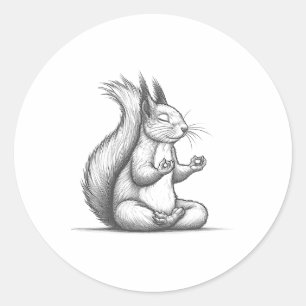 Meditation Squirrel Spirituality Yoga Buddhist Zen Classic Round Sticker