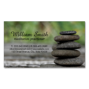 Meditation Stacked Rocks Business Card Magnet