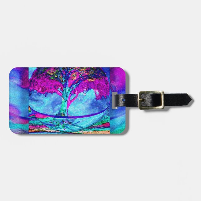 Meditation Tree of Life in Purple Luggage Tag (Front Horizontal)