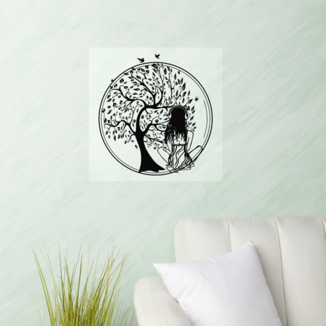 meditation under tree of life     wall decal  (Living Room)
