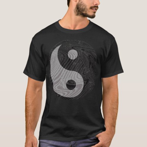 Meditation Yin Yang Marble Distressed Design T_Shirt