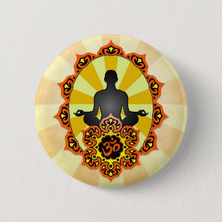 Meditation Yoga Aum, orange and yellow Pinback Button