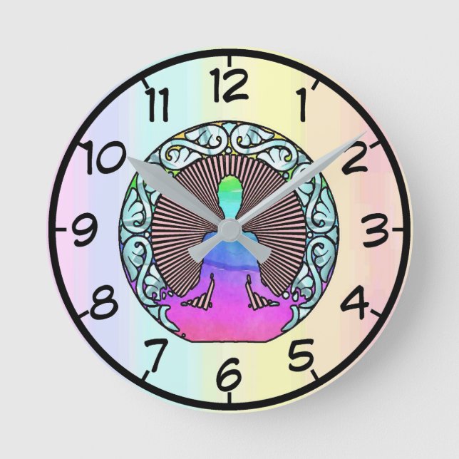 MEDITATION YOGA CIRCLE AURA RADIATIONS LOGO ROUND CLOCK (Front)