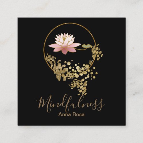  Meditation Yoga Gold Glitter Lotus Mindfulness Square Business Card