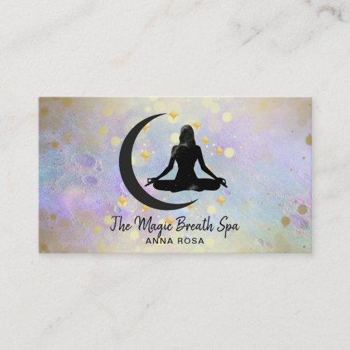  Meditation Yoga Gold Woman   Moon Mindfulness Business Card
