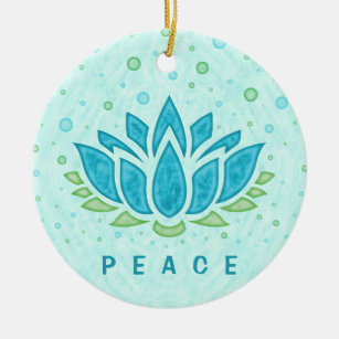 Meditation Yoga Lotus Flower Zen   Text Template Ceramic Ornament