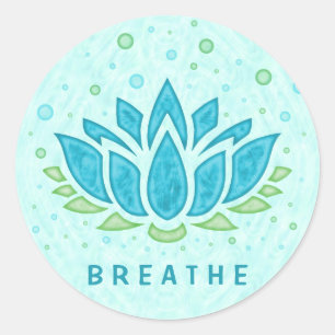 Meditation Yoga Lotus Flower Zen   Text Template Classic Round Sticker