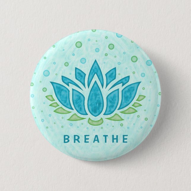 Meditation Yoga Lotus Flower Zen | Text Template Pinback Button (Front)
