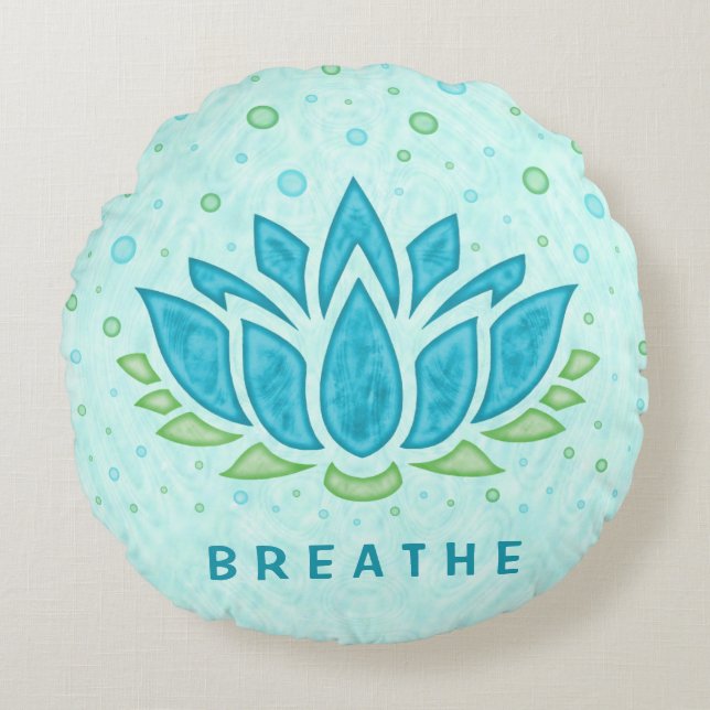 Meditation Yoga Lotus Flower Zen | Text Template Round Pillow (Front)