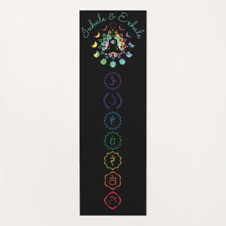 Meditation Yoga mat with colored Chakra symbols