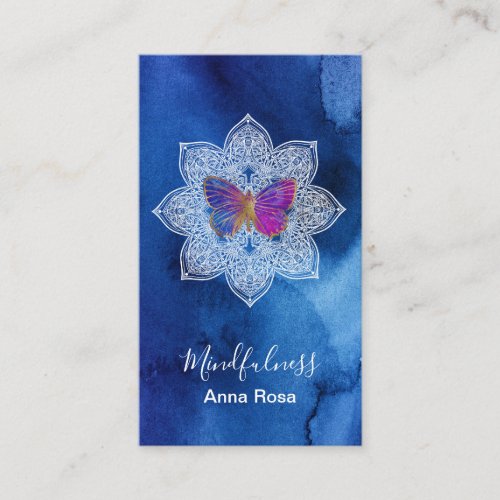  Meditation Yoga Mindfulness Mandala Butterfly Business Card