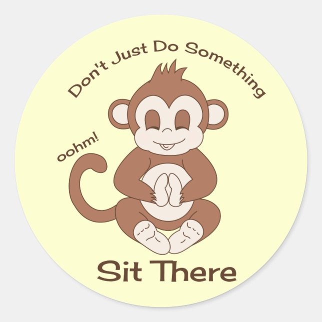 Meditation Yoga Monkey Classic Round Sticker (Front)