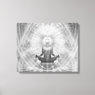 ""MEDITATION" Yoga Pose MINIMALIST Silver Gray Canvas Print