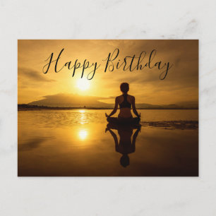 Meditation Yoga silhouette Happy Birthday Card